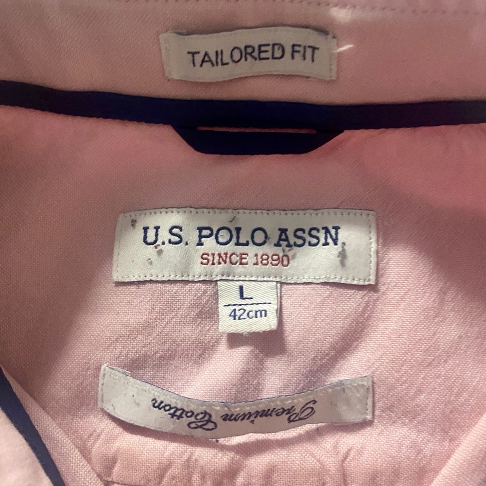 U.S. Polo Assn. Light Pink Button-Down Shirt Tailored fit with Embroidered Crest - Picture 2 of 6